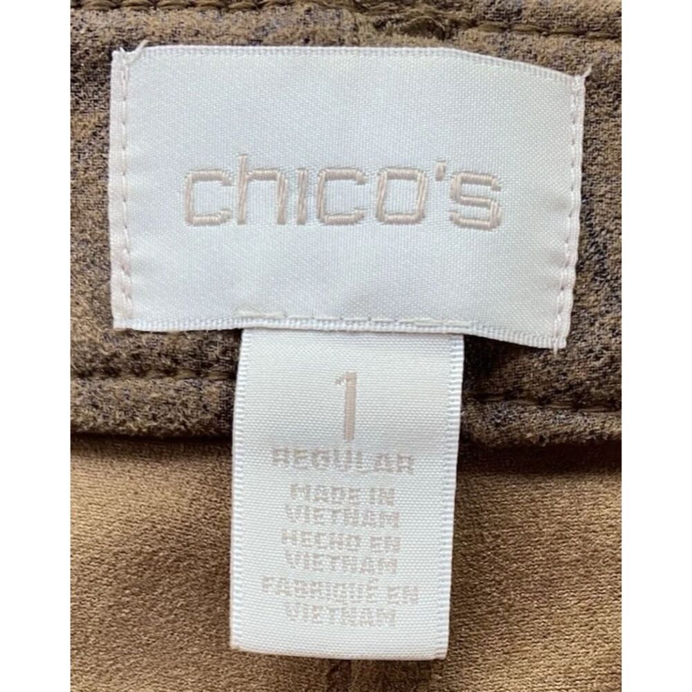 Chico's Women's Slim Pants Mid Rise Tan/Brown Soft Faux Suede Size 1 (fit 34x30) - Picture 9 of 11